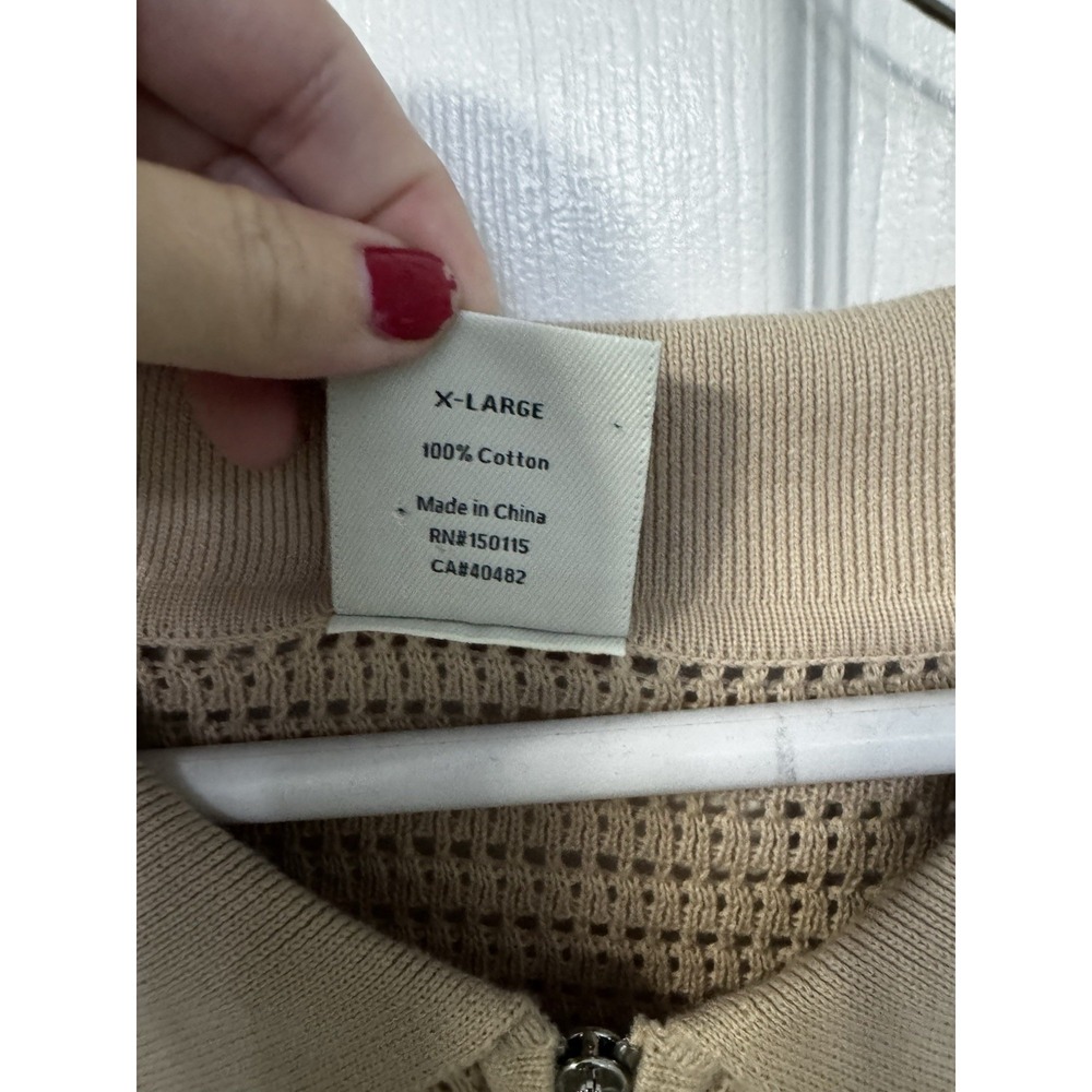 Varley Clayton Cotton Mesh Knit Polo Sweater Oversized Quarter Zip Size XL - Picture 3 of 10